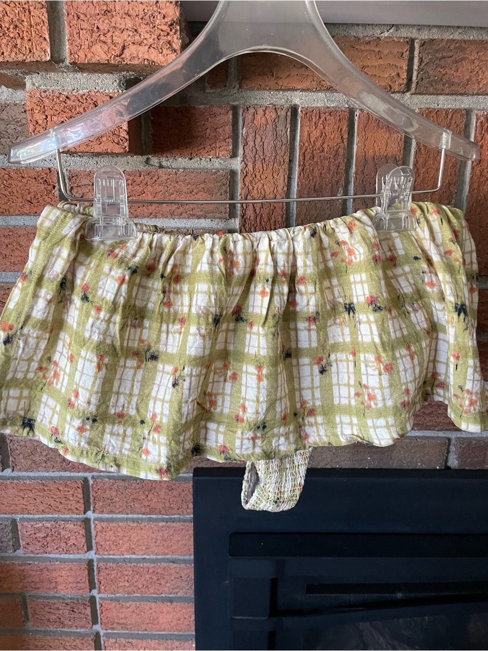 Free People Olive Green Plaid Ruffle Swim Bottom